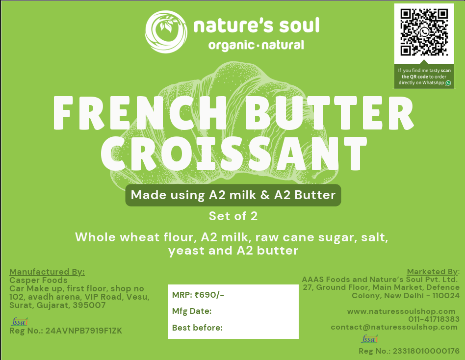 French Butter Croissant - Made Using A2 Milk &amp; A2 Butter - High In Protein, Fibre And Antioxidants - Nature&