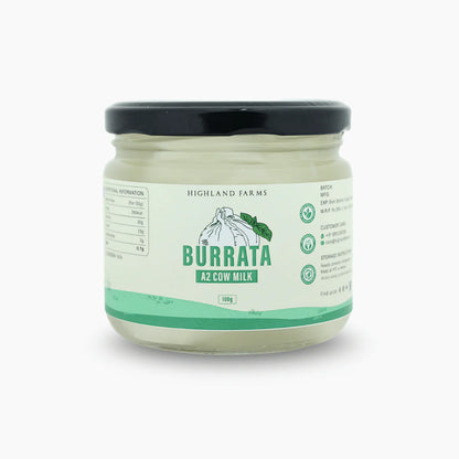 Burrata | Fresh Burrata - Made From A2 Cow Milk - Preservative Free - Highland Farms - 100gm