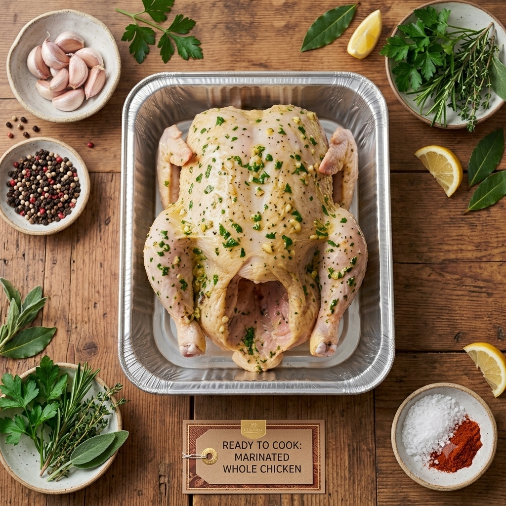 Fresh Citrus Parsley Marinated Whole Chicken (With Skin)-Ready to Cook &amp;  Ready To Eat – Halal Certified – Organically Raised – Non GMO, Antibiotics &amp; Hormone Free-Nature&