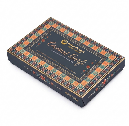 Barfi  | Fresh Coconut barfi Mithai - Made From 100% Organic Ingredients Gir Cow A2 Ghee- Gluten Free - No Preservatives,Refined Sugar Free - Nature&