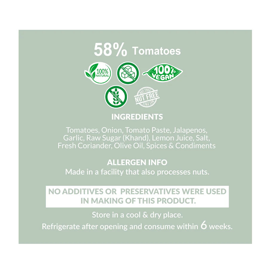 Fresh Tomato Salsa - Gluten Free, Vegan, Nut Free, 100% Natural- Vine Ripened Tomatoes –No Refined Sugar, No Additives &amp; Preservatives – The Gourmet Jar – 190gm