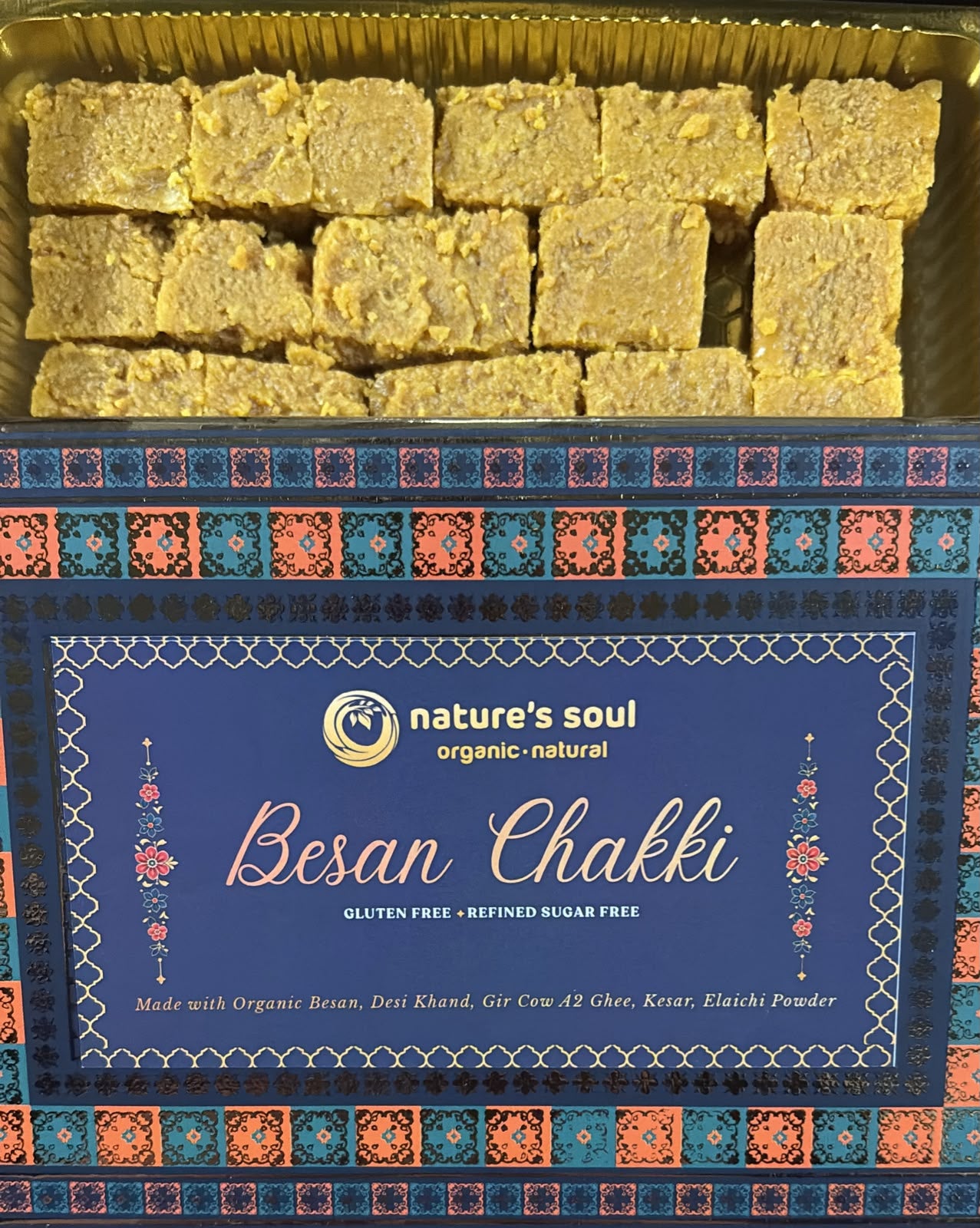 Chakki | Fresh Besan Chakki Mithai - Made From 100% Organic Ingredients A2 Ghee- Gluten Free - No Preservatives, Refined Sugar Free - Nature&