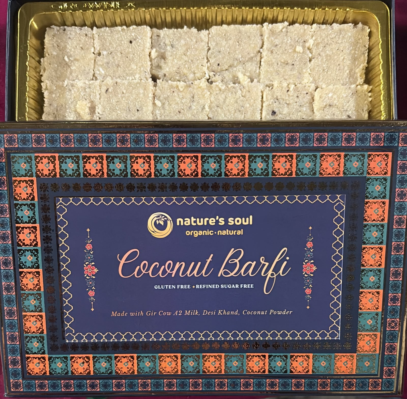 Barfi  | Fresh Coconut barfi Mithai - Made From 100% Organic Ingredients Gir Cow A2 Ghee- Gluten Free - No Preservatives,Refined Sugar Free - Nature&
