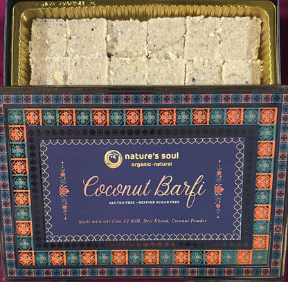 Barfi  | Fresh Coconut barfi Mithai - Made From 100% Organic Ingredients Gir Cow A2 Ghee- Gluten Free - No Preservatives,Refined Sugar Free - Nature&