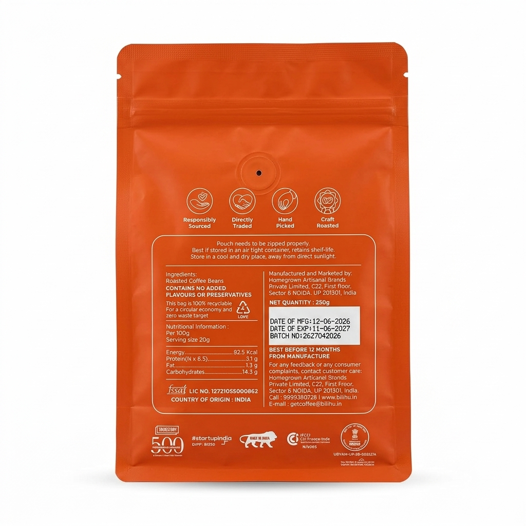 Coffee | Decaffeinated Arabica (Freshly Roasted Coffee Beans) - Mandarin Malt, Roasted Nuts - Single Origin Estate - Colombia - Bili Hu - 250gm