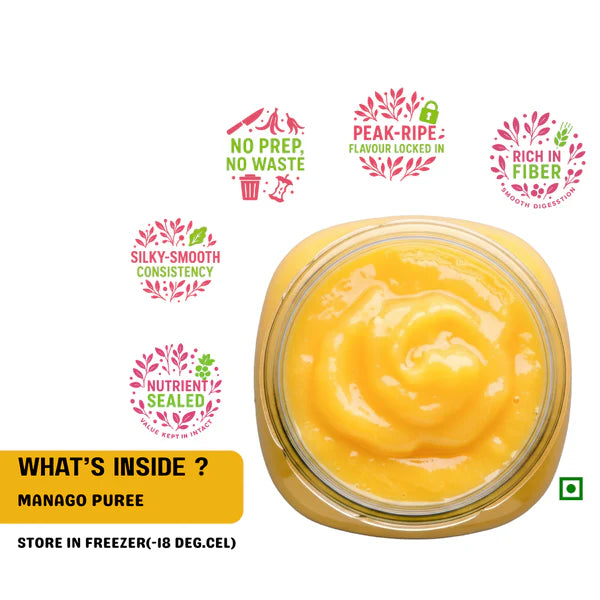 Alphonso Mango | Frozen Alphonso Mango Puree (Natural &amp; Unsweetened) –  No Artificial Flavours &amp; Preservatives – Frut – 1000gm