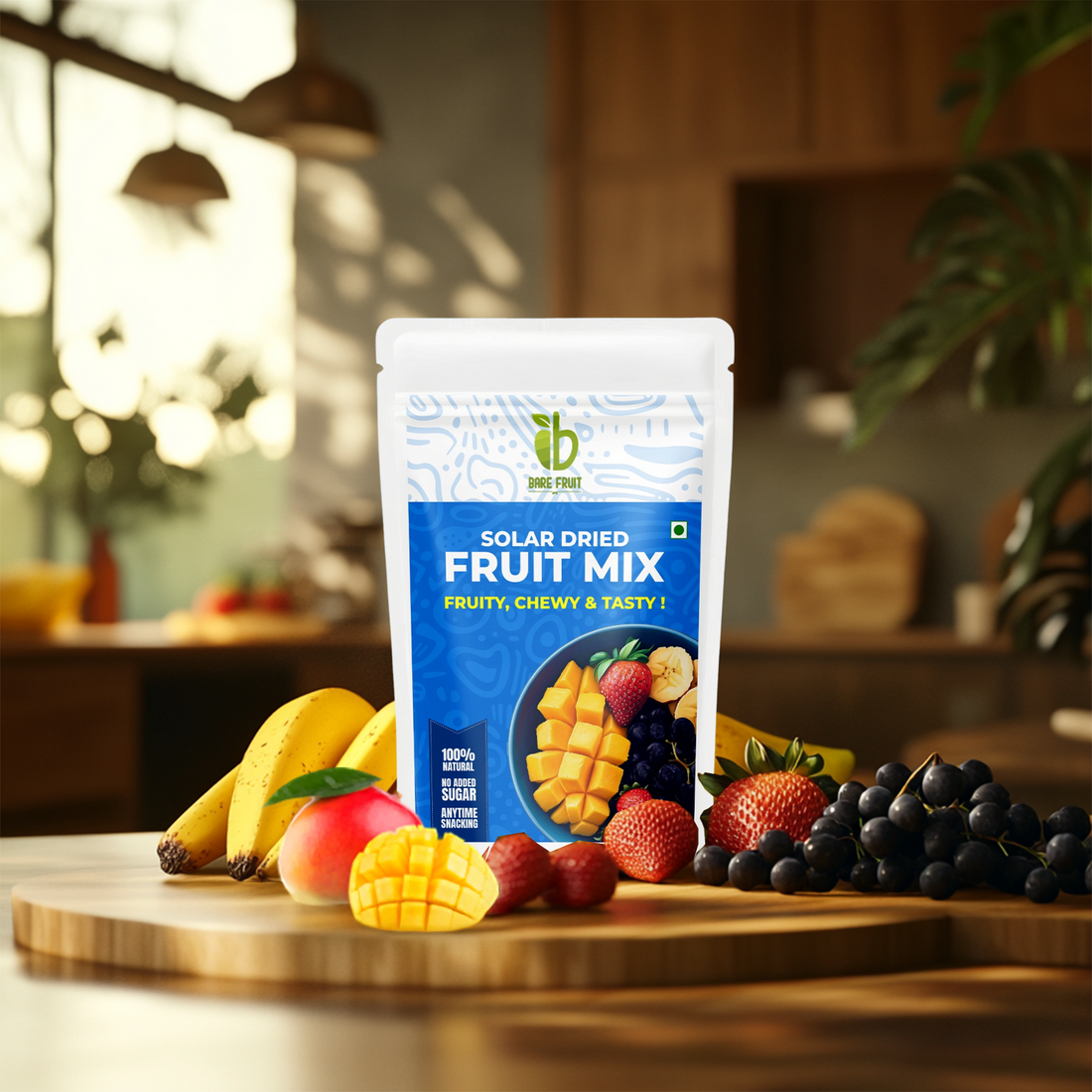 Fruit Bites | Solar Dried Fruit Mix- 1 00% Real Fruits -  No Added Sugar, &amp;amp; No Added Preservatives - Bare Fruit - 150gm