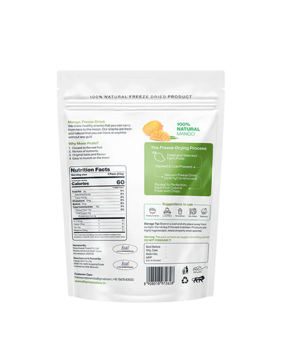 Fruit Bites | Mango (Goodness Of Fresh Mango) - 100% Natural Freeze Dried Fruit Cubes - Vegan, Gluten Free, No Added Sugar, No MSG, No GMO &amp;amp; No Added Preservatives - Moon - 16gm