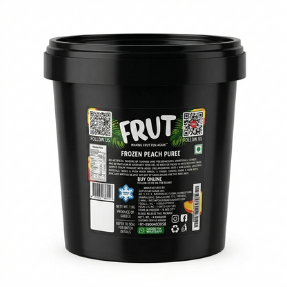 Puree | Frozen Peach Puree  – Frozen – No Added Sugar, Flavours &amp; No Added Preservatives – Frut – 1000gm