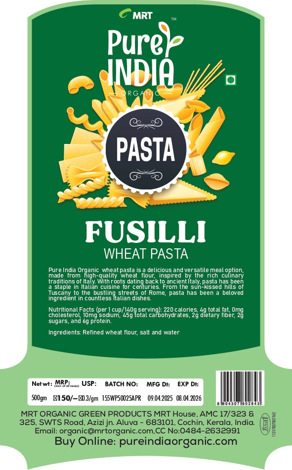 Pasta | Fusilli Wheat Pasta – MRT Organics – 500gm