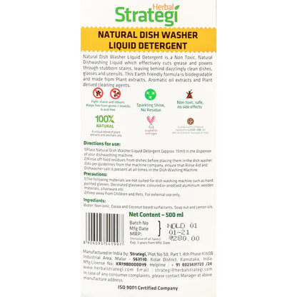 Natural Dishwasher Liquid Detergent - Herbal Strategi - 500ml