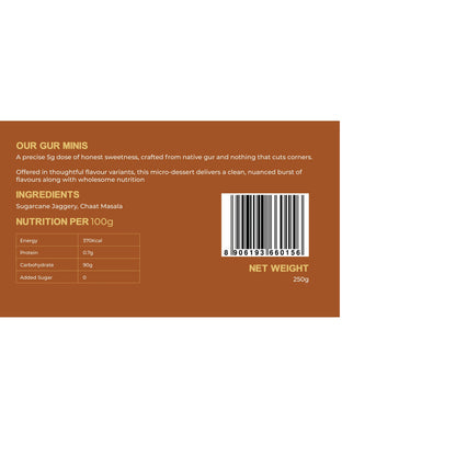 Gur Minis Flavoured (Chaat Masala) -Premium Whole Ingredients - No Preservative - Earth Story Farms- 250gm