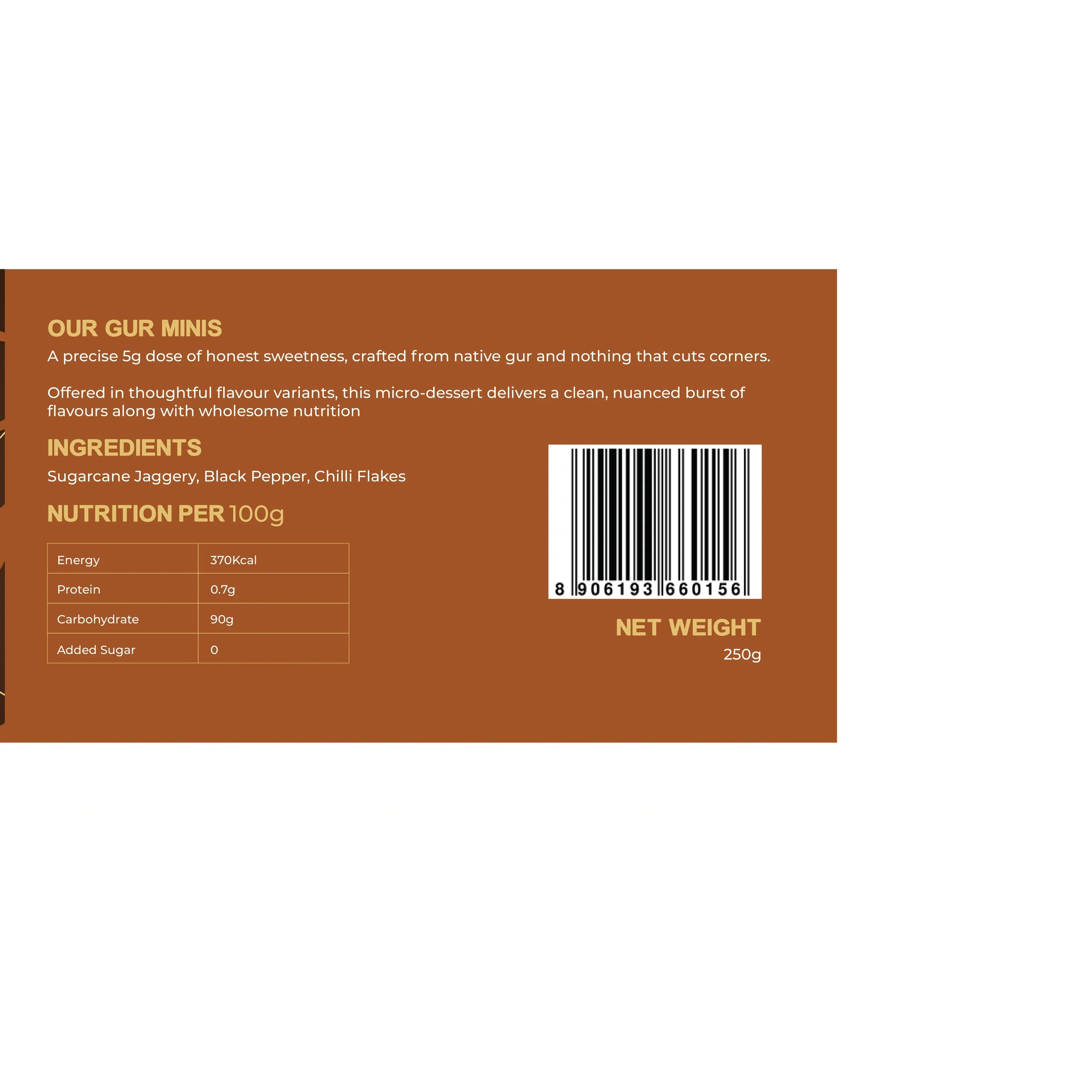 Gur Minis Flavoured (Chilli Flakes) -Premium Whole Ingredients - No Preservative - Earth Story Farms- 250gm