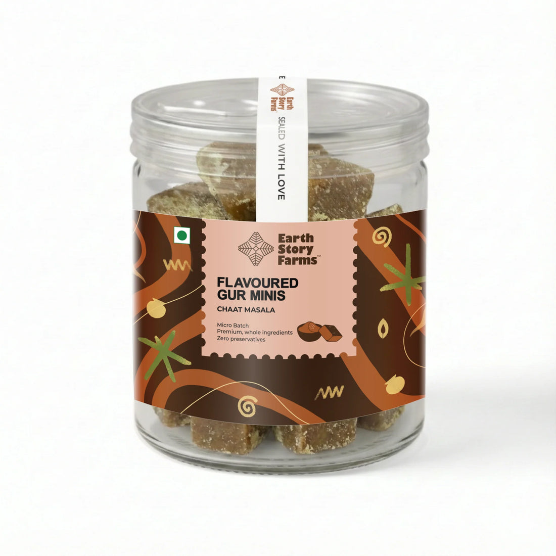 Gur Minis Flavoured (Chaat Masala) -Premium Whole Ingredients - No Preservative - Earth Story Farms- 250gm