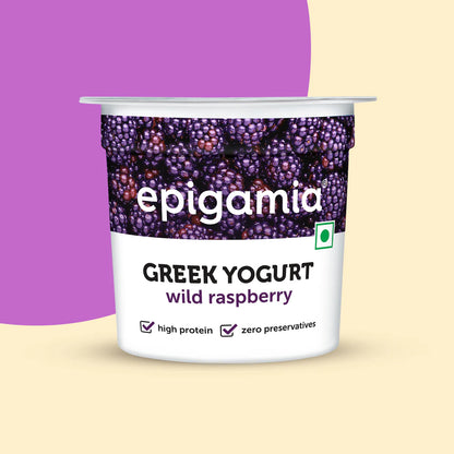 Yogurt | Wild Raspberry Greek Yogurt - High In Protein &amp; No Added Preservatives – Epigamia - 85gm
