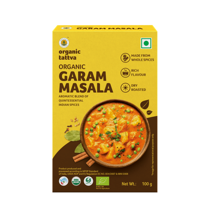 Garam Masala - USDA Organic - Naturally Gluten Free - Vegan, Aromatic Blend Of Quintessential Indian Spices - Organic Tattva - 100gm