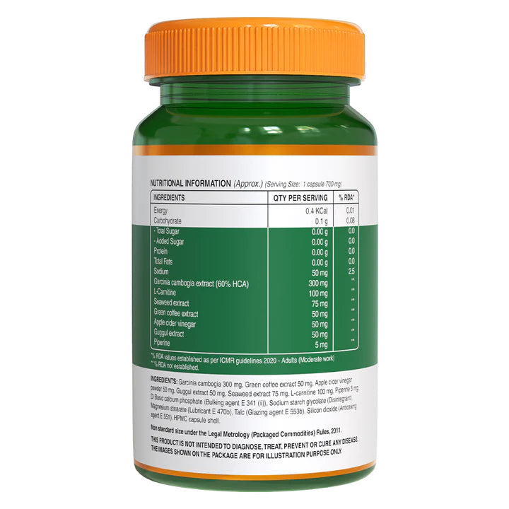 Garcinia Cambogia | (With Green Coffee &amp;amp; Seaweed Extract) - General Wellbeing - Helps Regulate Appetite And Reduce Weight &amp;amp; Helps Boost Metabolism - Pure Nutrition - (700mg) - 60 Capsules