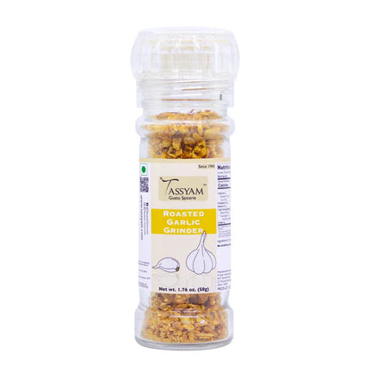 Garlic Grinder | Roasted - No Artificial Colours Or Flavours - Tassyam - 50gm Bottle
