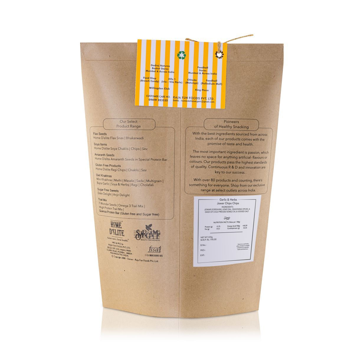 Chips | Garlic &amp;amp; Herbs Jowar Chips – Gluten Free - Home D’elite – 220gm