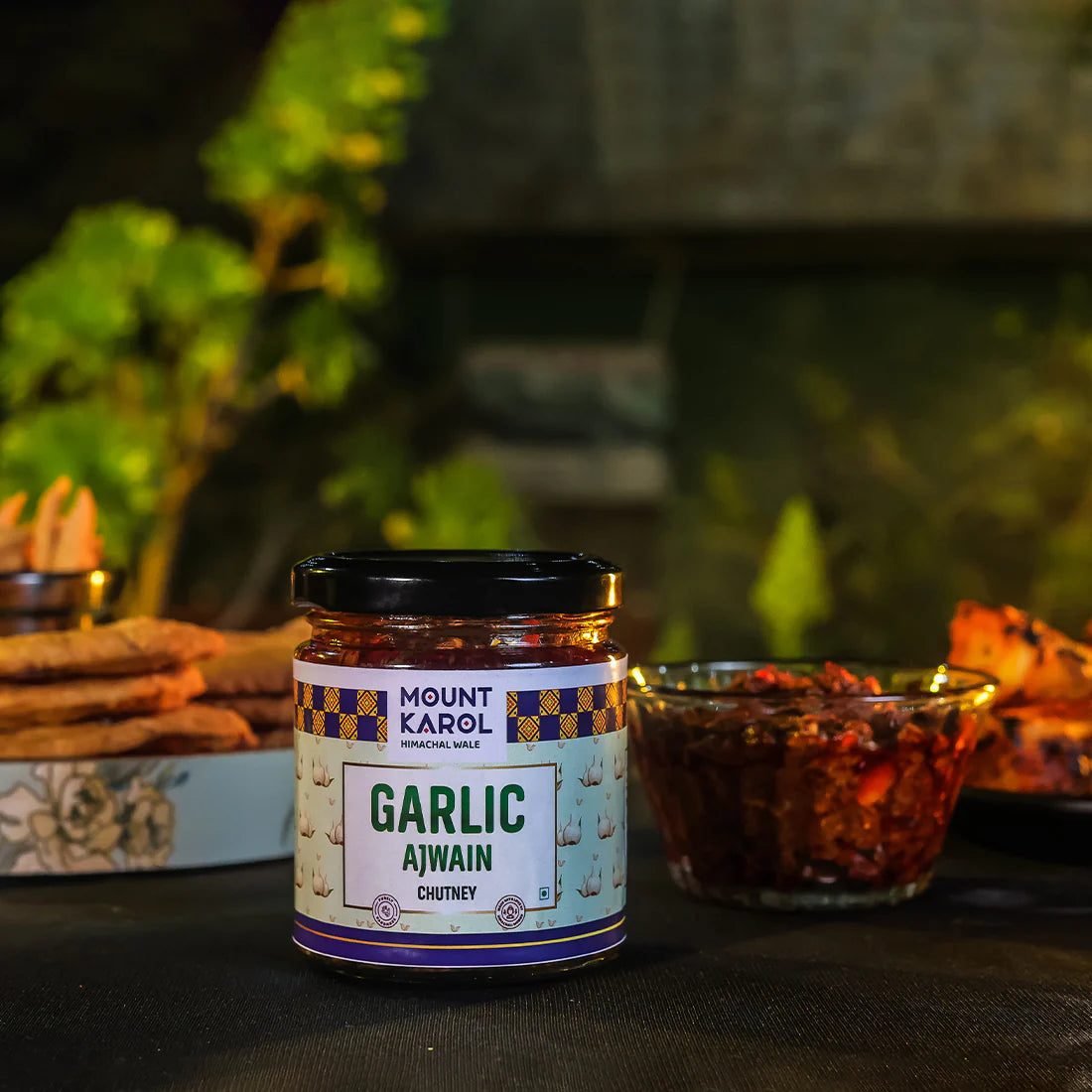 Chutney | Garlic Ajwain Chutney - (Made With Cold Pressed Mustard Oil) - Pure Himalayan Flavor - No emulsifiers, Stabilisers, Nothing Artificial, No Flavour Enhancers, Colours &amp; No Artificial Preservatives - Mount Karol - 200gm