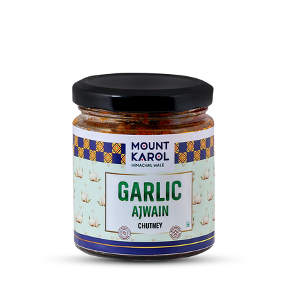Chutney | Garlic Ajwain Chutney - (Made With Cold Pressed Mustard Oil) - Pure Himalayan Flavor - No emulsifiers, Stabilisers, Nothing Artificial, No Flavour Enhancers, Colours &amp; No Artificial Preservatives - Mount Karol - 200gm