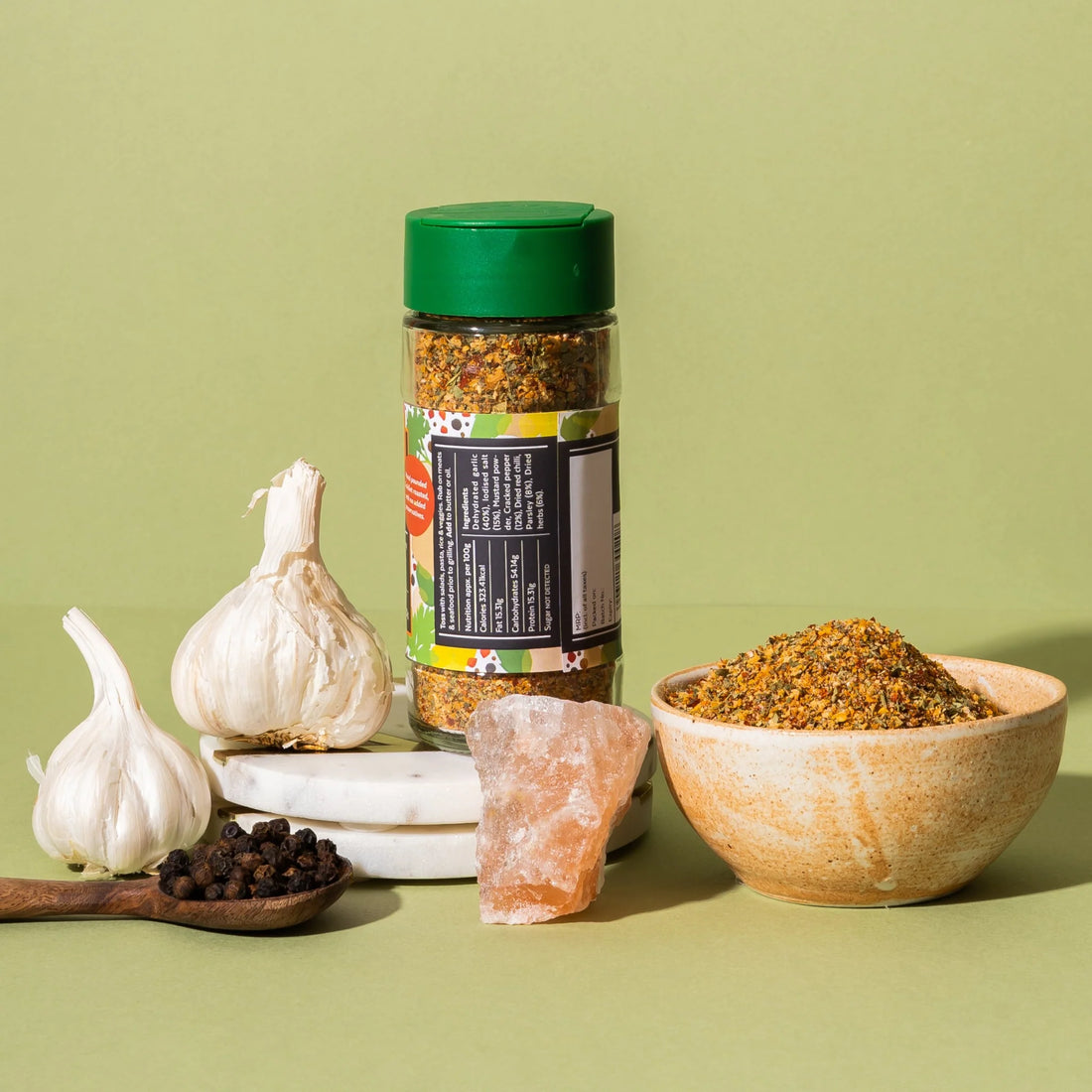 Garlic Herb Pepper | Hand Pounded &amp; Skillet Roasted - No Added Preservatives - Aamra - 50gm