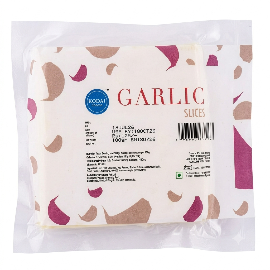 Cheese | Garlic Slices -100% Natural – Pasteurized - Kodai – 100gm