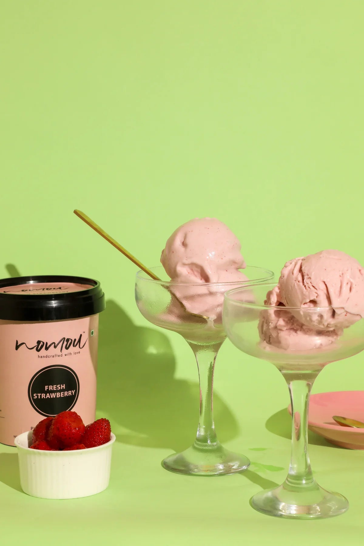 Gelato | Fresh Strawberry (Seasonal) – Vegan, No Refined Sugar &amp;amp; No Dairy – Nomou – 500ml