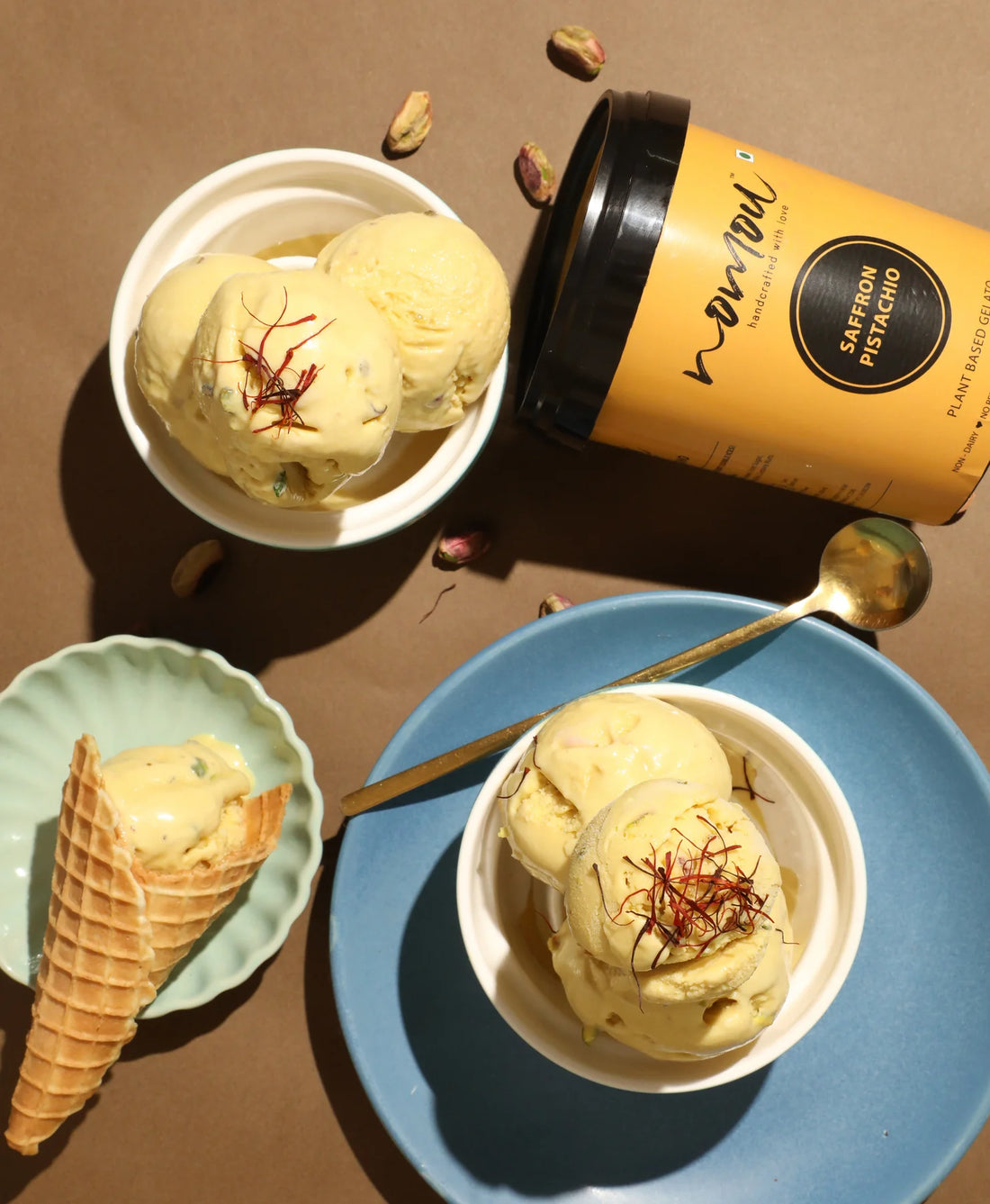 Gelato | Saffron Pistachio Ice Cream - Vegan & Gluten Free - Nomou - 500ml