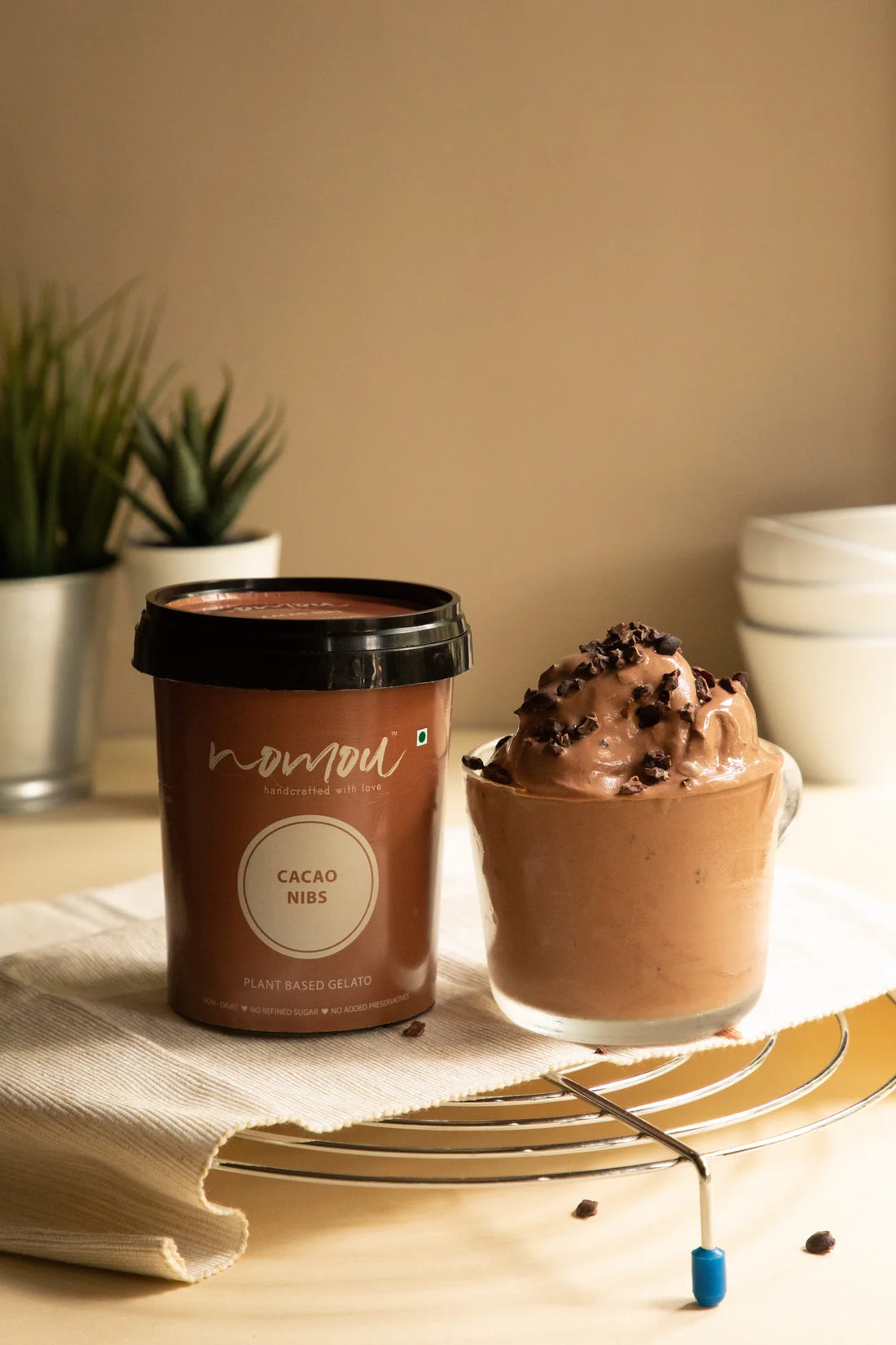 Gelato | Cacao Nibs Ice Cream – Vegan, Gluten Free &amp;amp; No Refined Sugar – Nomou – 500ml