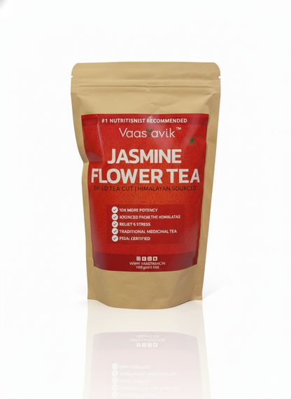 Tea | Jasmine Flower Tea - Dried Cut Herb – Himalayan Sourced – Traditional Medicinal Tea – Organic – High In Antioxidants &amp; No Added Sugar – Vaastavik – 100gm