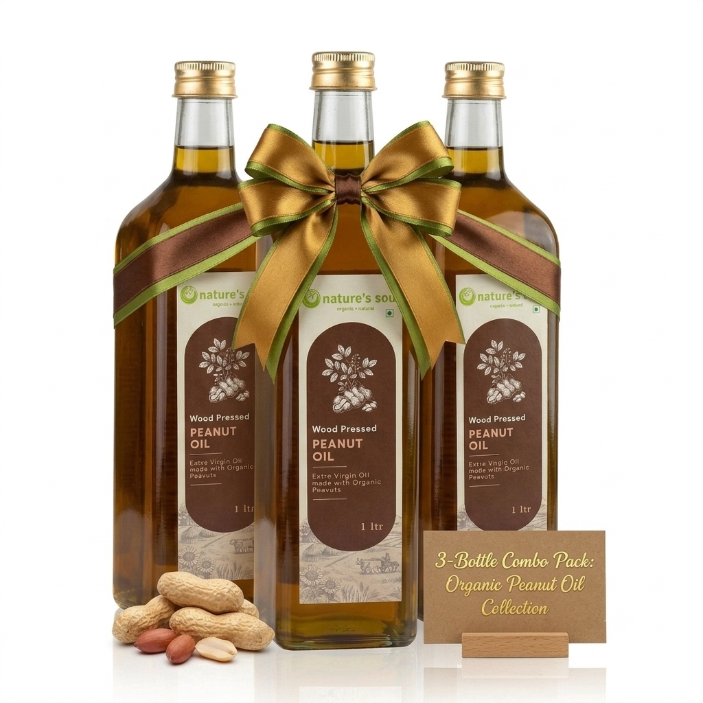 Groundnut Oil | Peanut Oil (Wood Pressed) - Extra Virgin Oil - Made With Organic Peanut -No Bleaching or Deodorizing, Preserves Healthy Fats-No Chemical Fertilizers or Synthetic Pesticide-Nature&