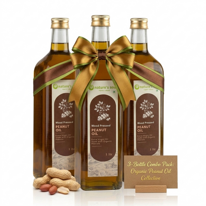 Groundnut Oil | Peanut Oil (Wood Pressed) - Extra Virgin Oil - Made With Organic Peanut -No Bleaching or Deodorizing, Preserves Healthy Fats-No Chemical Fertilizers or Synthetic Pesticide-Nature&