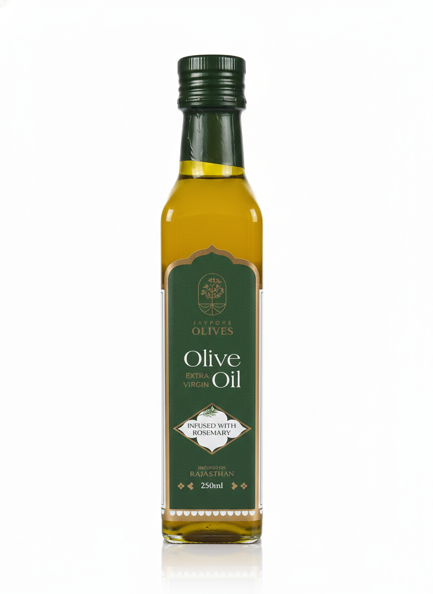 Olive Oil | Extra Virgin Olive Oil-Infused With Rosemary - Unrefined - Cold Pressed - Jaypore Olives 250ml