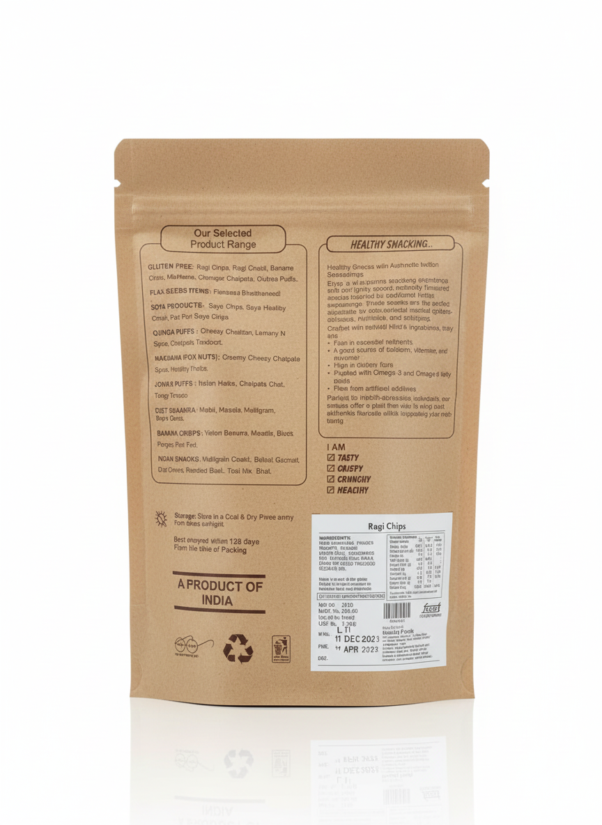 Ragi Chips -Gluten Free- Zero Cholesterol- No Preservative- High Energy - Healthy Delicacy-210gm