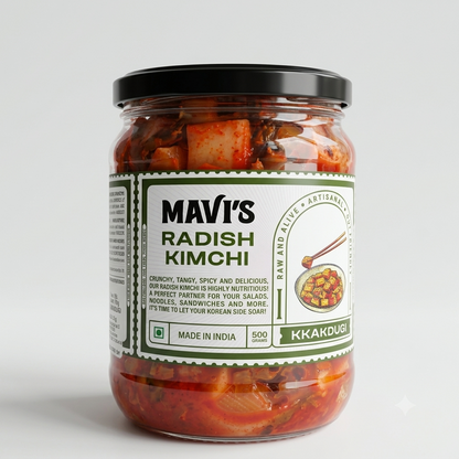 Kimchi | Radish Kimchi - No Added Vingear, Flavours &amp; No Preservatives - MAVI’s - 500gm