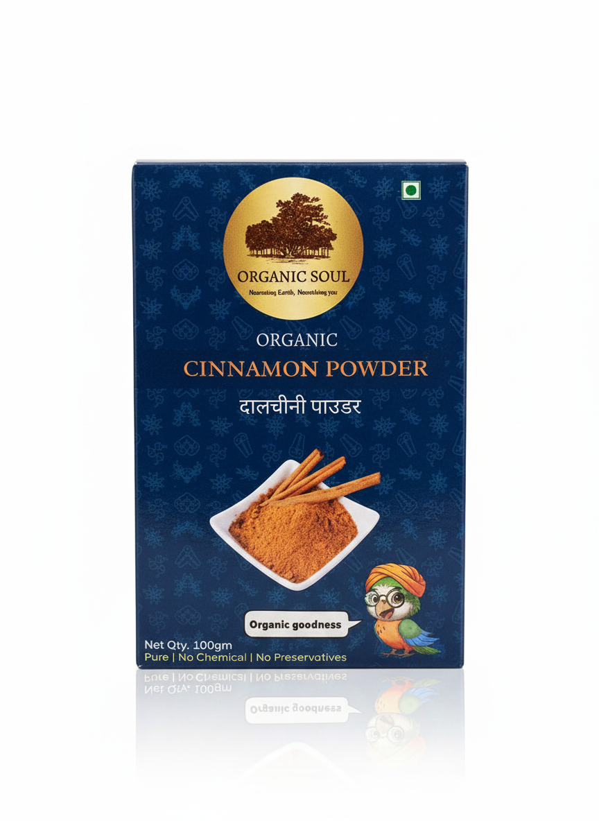 Cinnamon Powder | USDA Organic - Chemical Free & Preservatives Free - Organic Soul - 100gm
