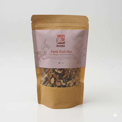 Ponk Trail-Mix with Mango Jamun and Khelra - Gluten Free -Zero Preservatives- Zero Refined Sugar- Maati-150gm