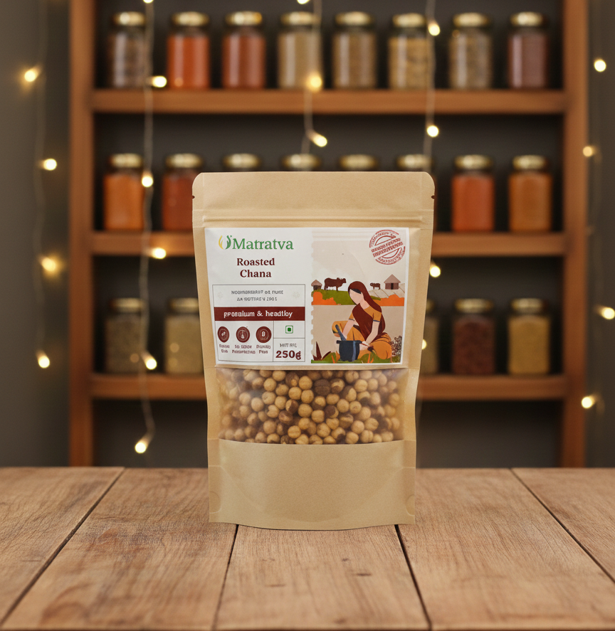 Chana |  Roasted Chana - Protein Rich  -100% Organic- No Added Preservatives-Cruelty Free- Matratva - 250gm