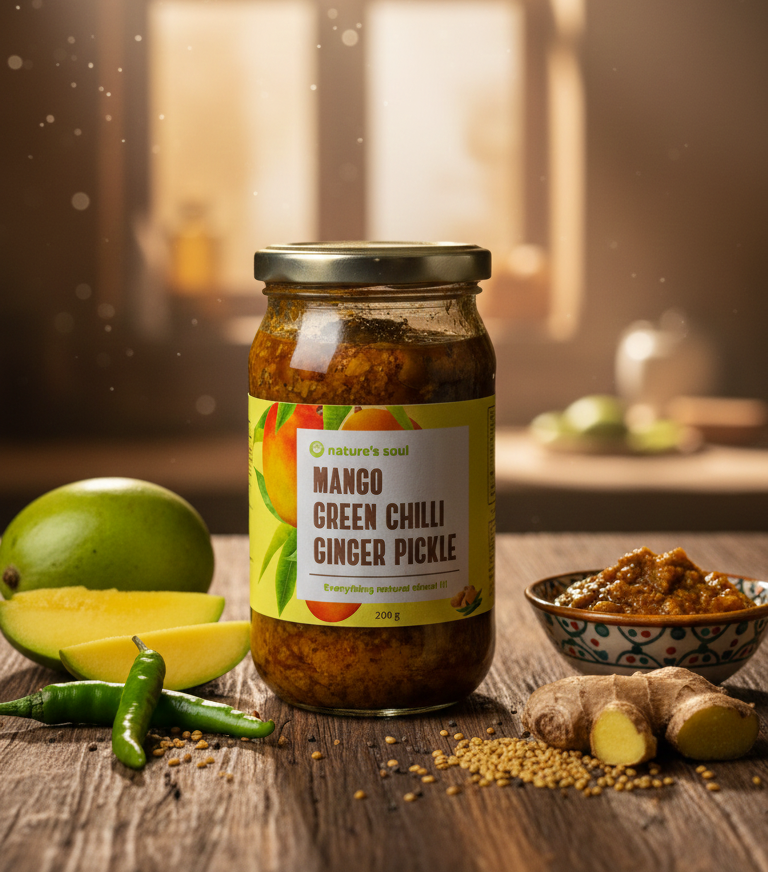 Mango Green Chilli Ginger Pickle - Nature&
