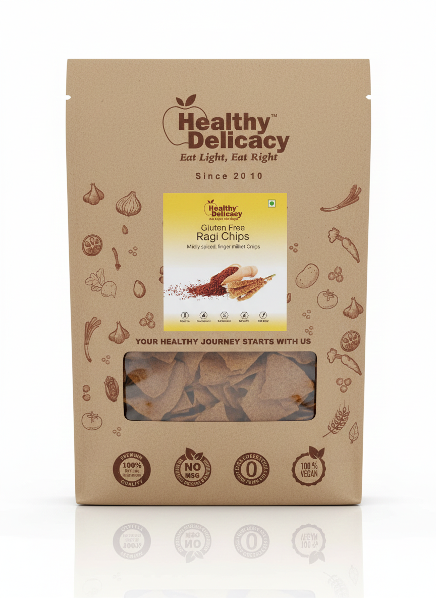 Ragi Chips -Gluten Free- Zero Cholesterol- No Preservative- High Energy - Healthy Delicacy-210gm