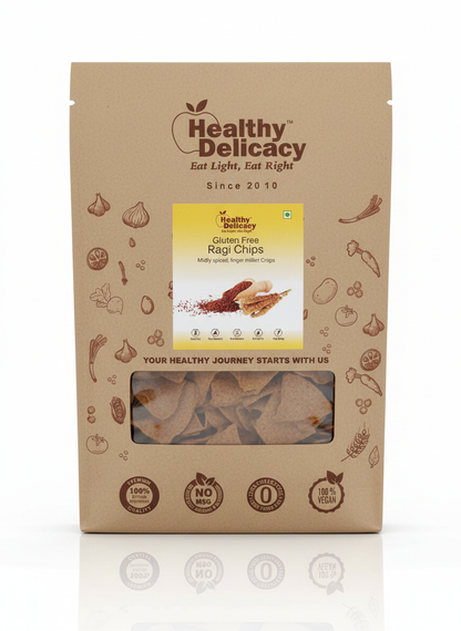 Ragi Chips -Gluten Free- Zero Cholesterol- No Preservative- High Energy - Healthy Delicacy-210gm