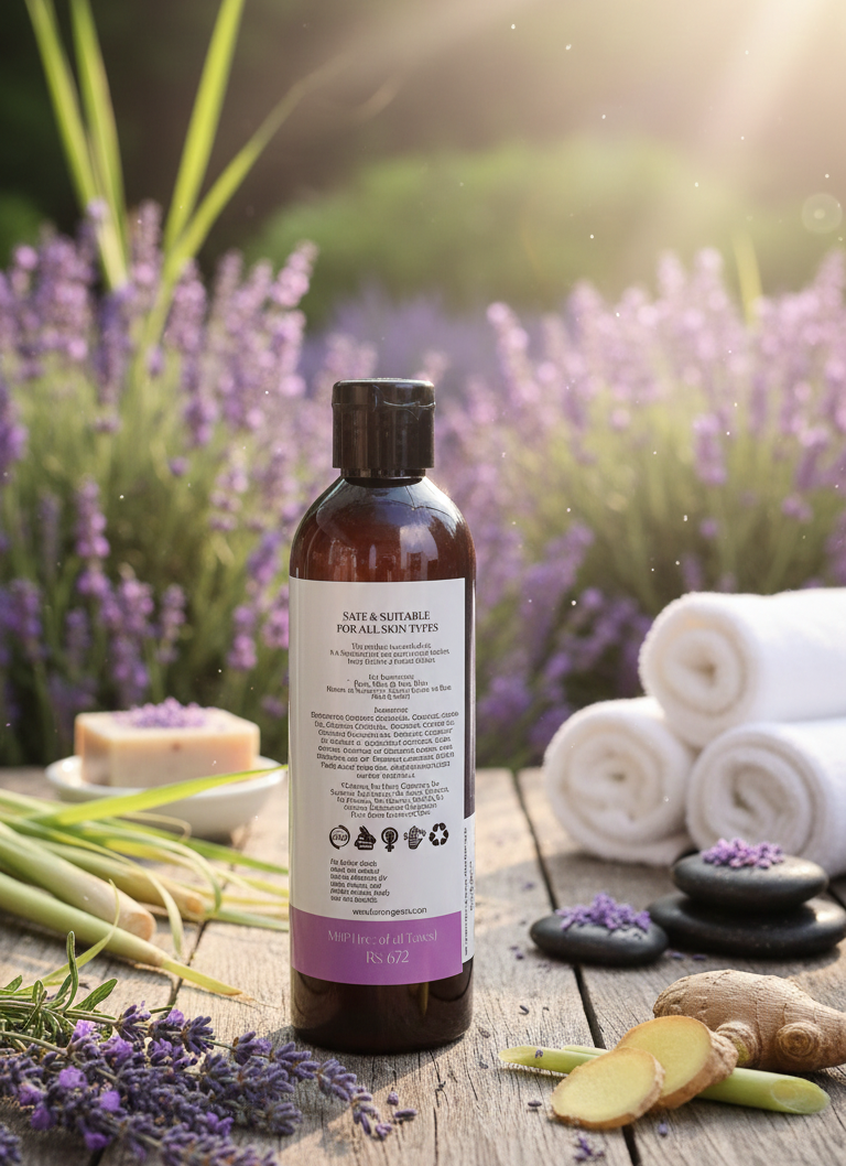 Body Wash | French Lavender Body Wash - Safe &amp; Suitable for All Skin Types- Chemical Free, No Sulphate, Silicones, No Artificial Colours - Bon Organics - 250ml