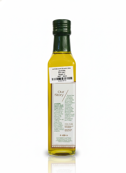 Olive Oil | Extra Virgin Olive Oil-Infused With Basil - Unrefined - Cold Pressed - Jaypore Olives 250ml