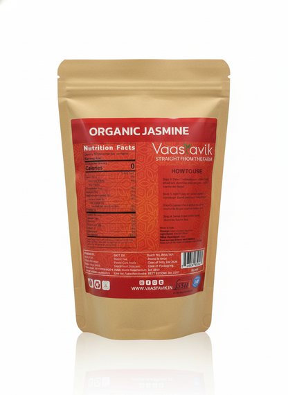 Tea | Jasmine Flower Tea - Dried Cut Herb – Himalayan Sourced – Traditional Medicinal Tea – Organic – High In Antioxidants &amp; No Added Sugar – Vaastavik – 100gm