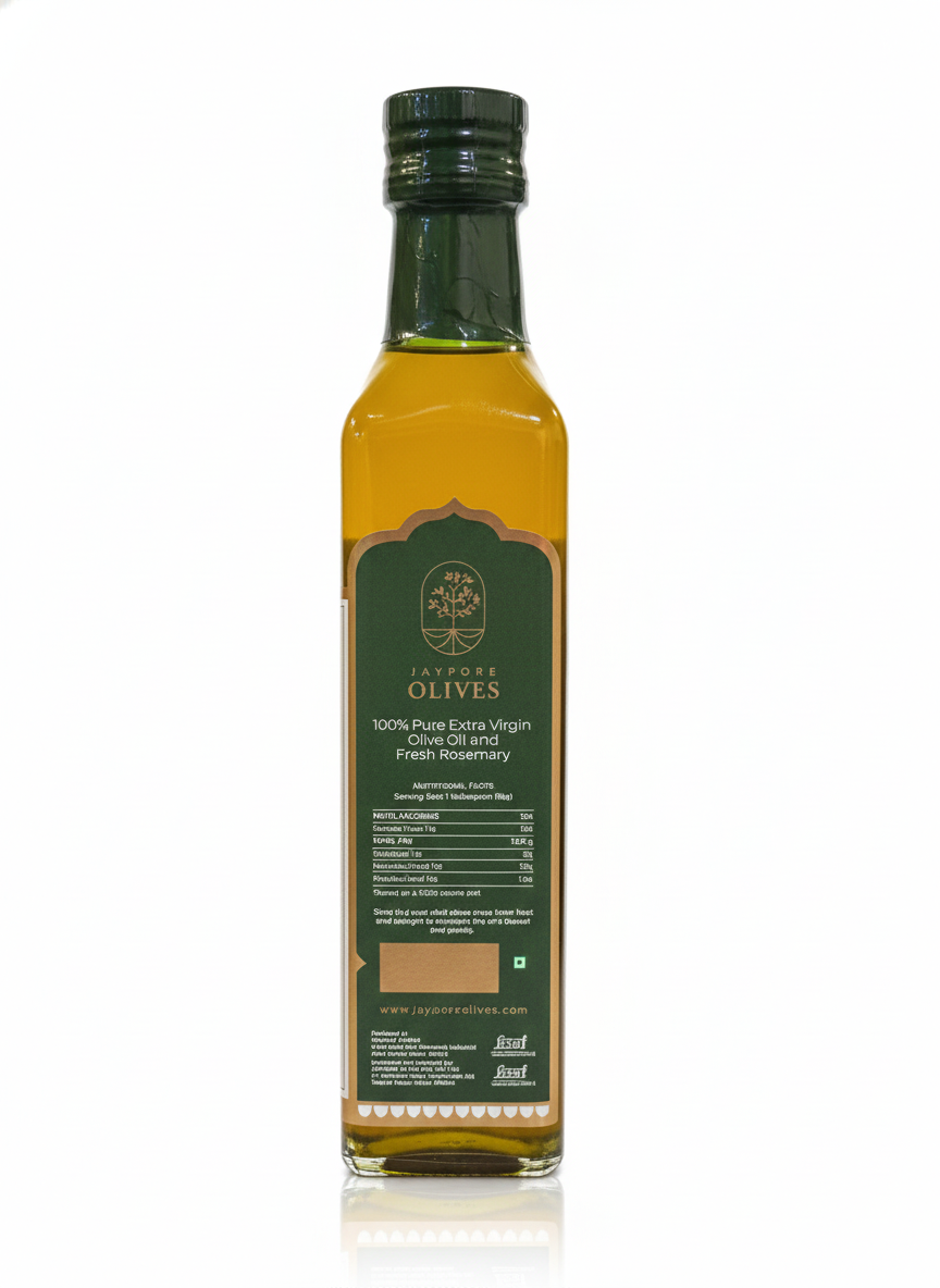 Olive Oil | Extra Virgin Olive Oil-Infused With Rosemary - Unrefined - Cold Pressed - Jaypore Olives 250ml