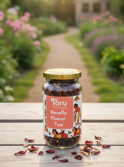 Roselle Flower Tea (Tribal Gangura) - Natural - Indian - Rich In Calcium, Vitamin C, Anti Oxidants, Weight Balancer, Liver Tonic, Stress Buster &amp;amp; Thearpy Of Diabetes Taru - Naturals - 30gm