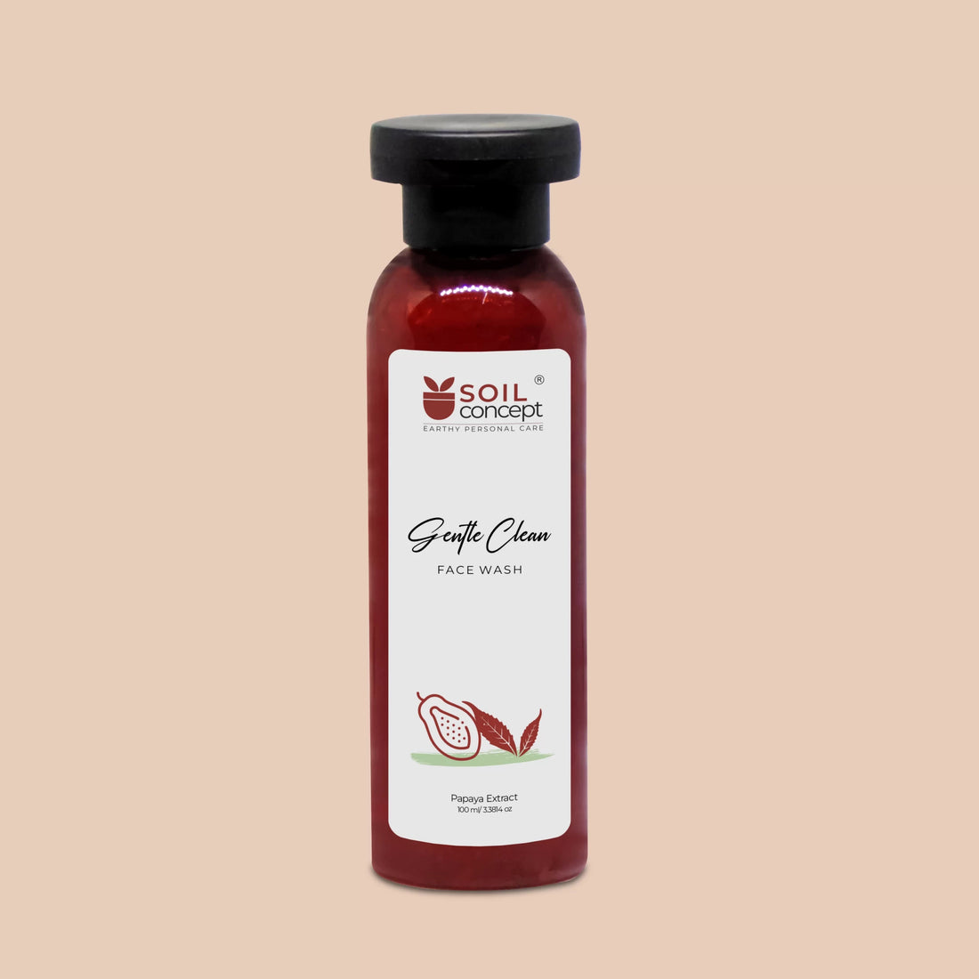 Face Wash | Gentle Clean Face Wash Liquid (Papaya &amp; Neem) - Vegan - Soil Concept - 100ml