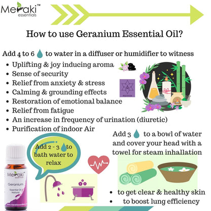 Geranium Oil (Pelargonium Graveolens) - Natural - Indian - Meraki Essentials - 10ml