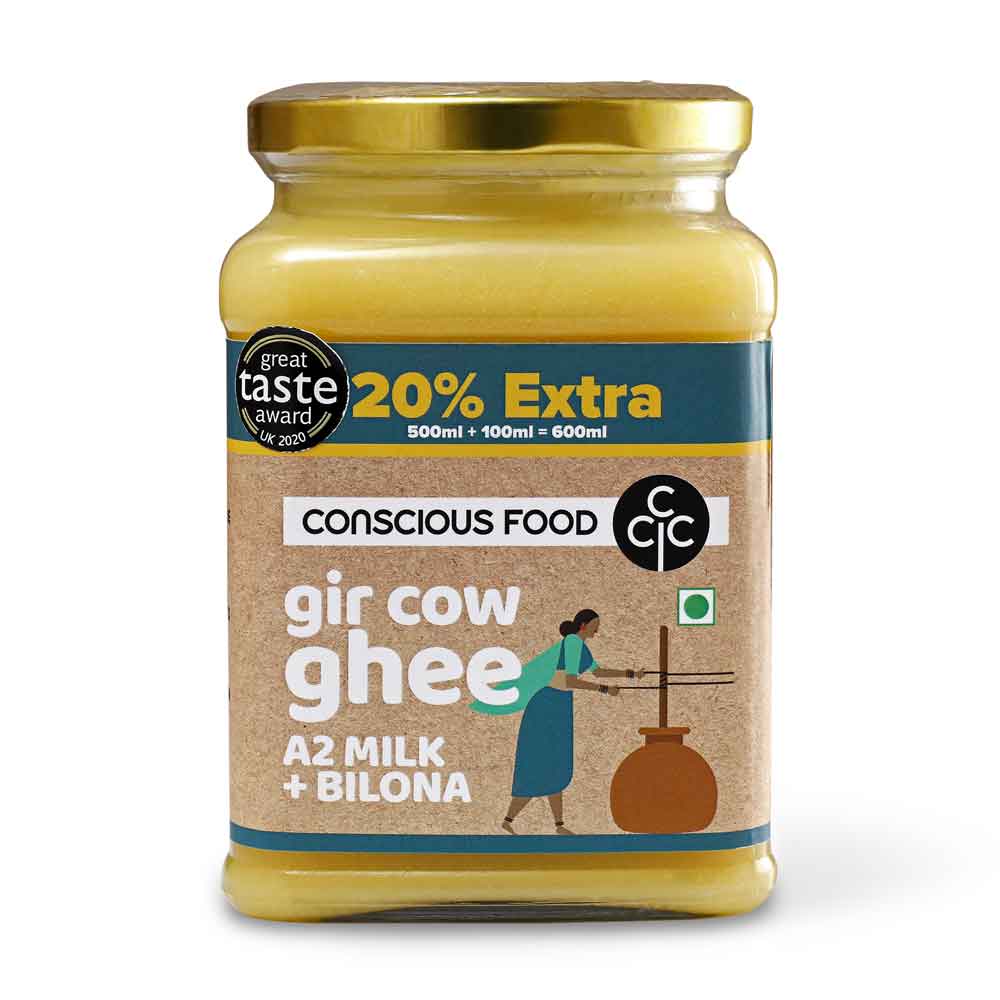 Ghee | A2 Gir Cow Ghee (Bilona Preparation) – Conscious Food – 600ml